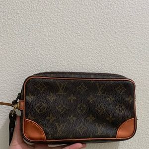 louis vuitton monogram zip wristlet/clutch